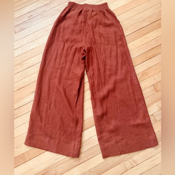 Wide Leg Linen Pants in Terracotta - Picture 4 of 5